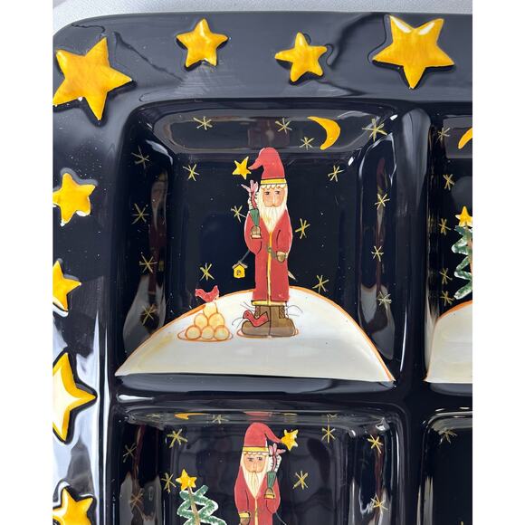 BECCA BARTON Midnight Santa Serving Platter by Certified 15-1/4” Square EX - Picture 4 of 11